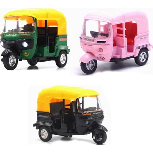 High Simulation Indian Tricycle Cars Toy India Pull Back Light Sound Motorcycle Toys Car for Kids Children Gifts