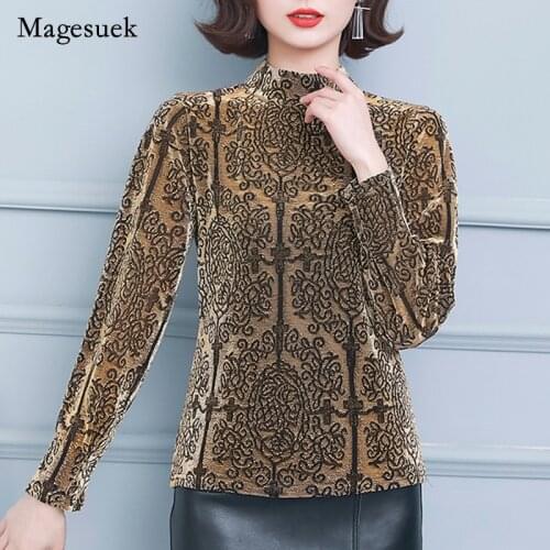 Vintage 2021 Autumn Winter New Mesh Long Sleeve T-shirt Women O-neck Embroidery Elegant Sexy Blouse Female Clothing Blusas 16724