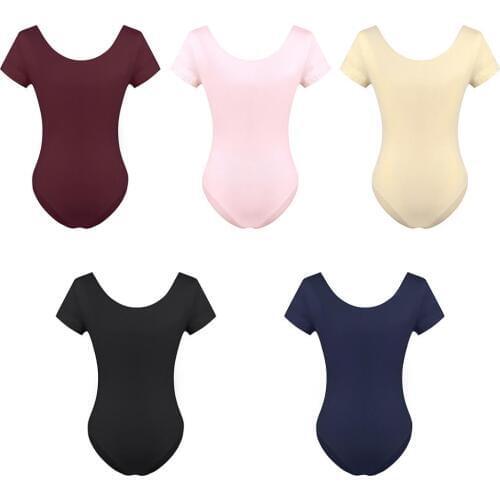 TiaoBug Women Short Sleeve Stretch Professional Ballerina Ballet Dance Leotard Female Gymnastics Leotard Workout Sports Bodysuit