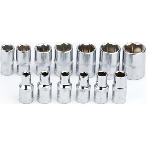 Noreturn 1Pcs Small fly 1/4 inch Socket Wrench Tools Hexagon Socket Chrome Vanadium Steel Sleeve Head Size4-14mm