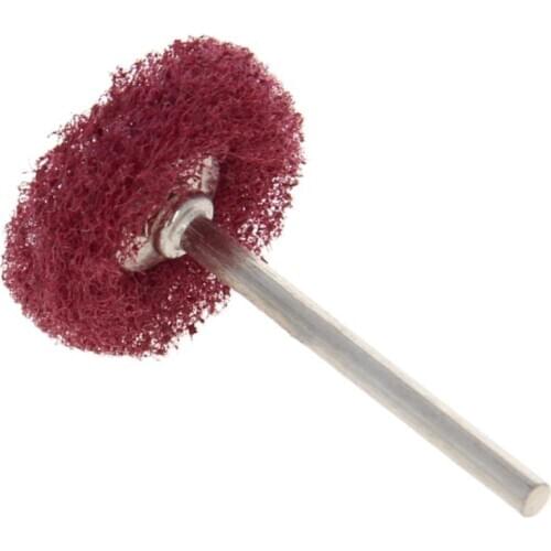 Utoolmart 10/20/30pcs Single Layer Scouring Pad 25mm Dia Nylon Red/Green Brushed Grinding Head With 3mm Dia Carbon Steel Handle