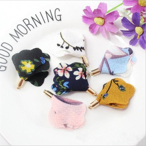 10pcs/lot new 4.5cm small charms fabric flower tassel for handmade earrings jewelry making diy tassels with gold cap accessories