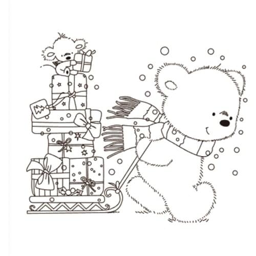 10x10 Little bear pulls a car gift New Transparent Clear Rubber Stamp Sheet Cling Scrapbooking Photo Album PaperCard DIY Craft