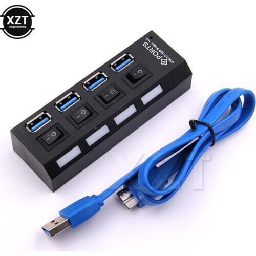 2019 High Quality USB 3.0 Hub 4 Ports 5Gbps Portable USB Hub With On/Off Switch USB Splitter Adapter For PC Laptop