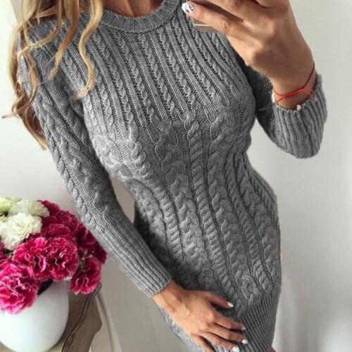 2021 New Autumn Winter Warm Sweater Dress Women Sexy Slim Bodycon Dress Female O neck Long Sleeve Knitted Dress Vestidos