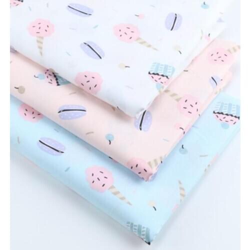 50*160CM Cartoon Ice cream Cake Printed Cotton Fabric Handmade Materials Baby Kids Clothes Bedding Bumper Home Textile Making