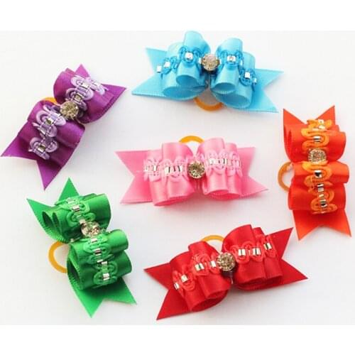 Handmade Dog Accessory Grooming Rhinestone Series Ribbon Bow 6021041 Pet Bow Dog Accessories Free Shipping