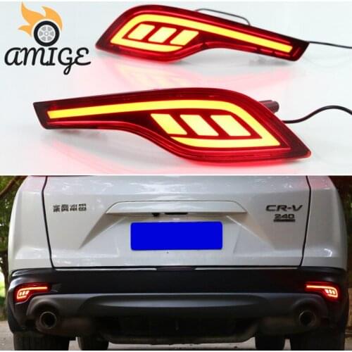 AMIGE For Honda CR-V CRV 5th Gen 2017 2018 Taillights Rear Fog Lamp Brake Light 12V Reflector Car LED Bumper Lights