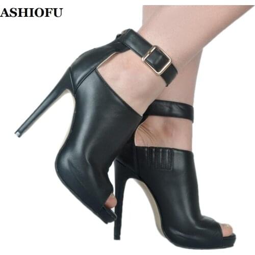 ASHIOFU Wholesale Handmade Womens High Heel Pumps Peep-toe Party Prom Sexy Shoes Evening Dating Fashion Court Pumps Shoes XD389