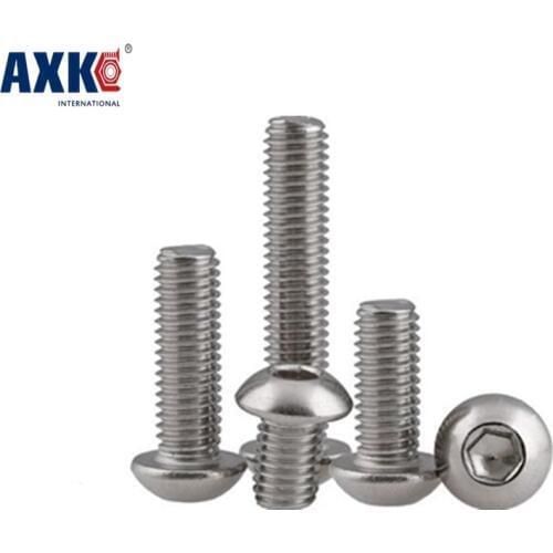 AXK 100PCS ISO7380 M5*5/6/8/10/12/14/16/18/20/22/25/28/30/35/40/45/50/60/70 5mm Stainless Steel Hexagon Socket Button Head Screw