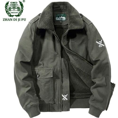 Brand Winter Bomber Jacket Men Thick Wool Warm Liner Air Force Pilot MA1 Jackets Male Fur Collar Army Tactical Fleece Clothing