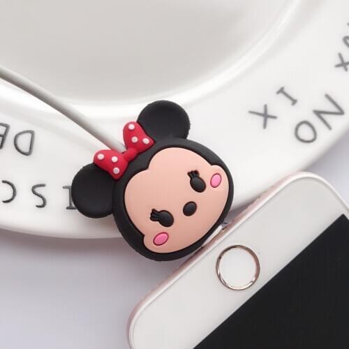 Disney Mickey mouse doll Accessories anti-breaking Mobile phone charging line protector case Stitch USB Data line holder cover