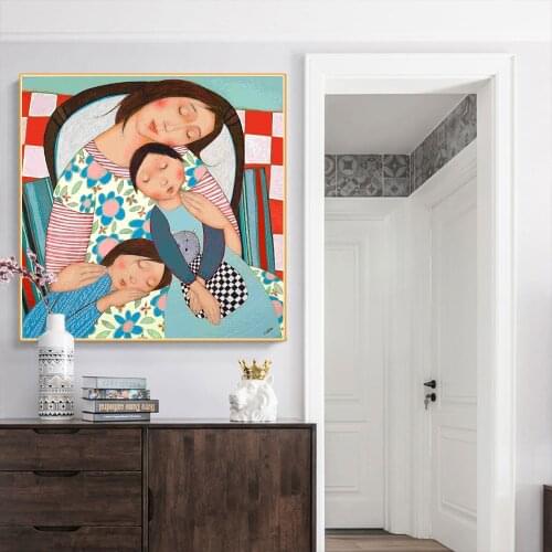 Canvas Oil Painting Cecile Veilhan"Mother And Her Children"Western Art Decor Poster Wall Aesthetic Home Room Decoration