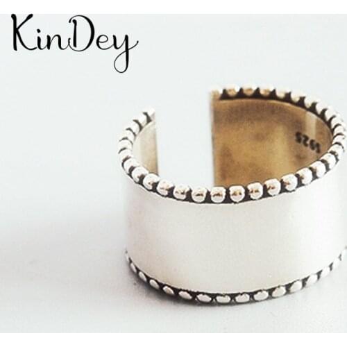 Kindey Personality Boho Silver Color Smooth Rings for Women Jewelry Retro Big Antique Rings Girls Christmas Gifts Anillos