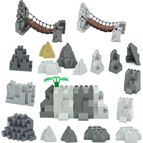 MOC Building Blocks Rock Panel 6082 6083 23996 47847 Rockery Mountains Hill Stone DIY Bricks Assemble Particles Toy for Children