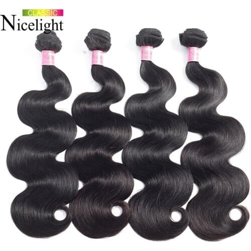 Malaysian Hair Bundles Body Wave Bundles Natural Human Hair Nicelight 1/3/4 Bundles Extensions 3 Bundle Deal Whole Sale