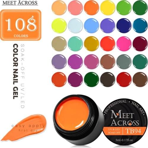 MEET ACROSS 108 Colors UV Gel Nail Polish New Summer Bright Candy Color Gel Nail Art Manicure Varnish Soak Off Nail Lacquer