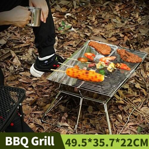 Multifunction BBQ Grills Stainless Steel Portable Burn Oven Barbecue Camping Folding Detachable Furnace Square Fire Pit Outdoor