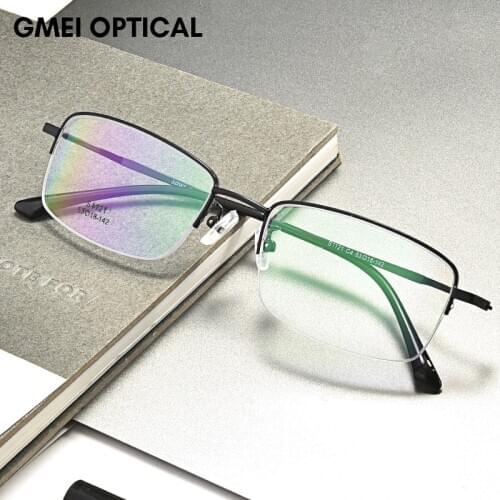 Men Business Half Rim Titanium Alloy Prescription Glasses Semi Rimless Myopia Optical Frame Square Eyewear Man Spectacles S1121