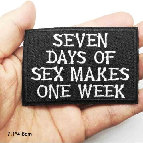 Seven Days of Sex Letters Iron On Patch Embroidered Clothes Patch For Clothing Clothes Stickers Garment