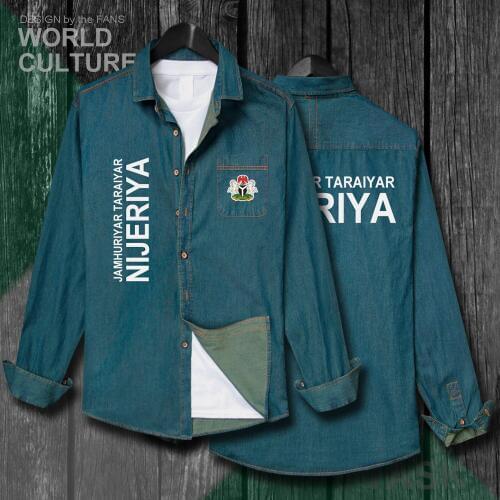 Nigeria Nijeriya Nigerian NG Nation Jacket Men Clothes Autumn Turn-down Collar Jeans Shirt Long Sleeve Fashion Cowboy Coat 20