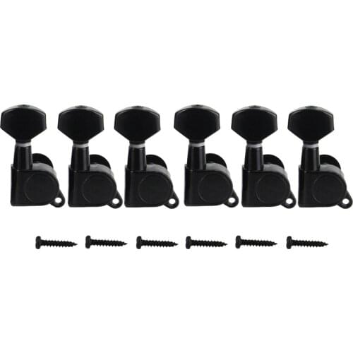 NEW Set of 6L/ 6R Guitar Keys Pegs Machine Heads Tuners Black Small Buttons Gear Ratio 15:1