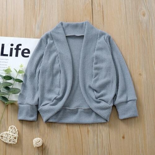Autumn Toddler Kids Baby Girl Knitted Sweater Cardigan Coat Fashion Solid Color Long Sleeve Top Outwear