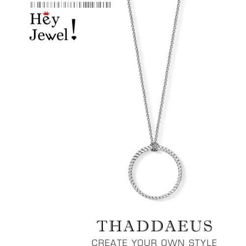 Charm Necklace Circle Large,2020 Summer Fashion Jewelry Europe Link Chain 925 Sterling Silver Rebel Street Gift For Women Men