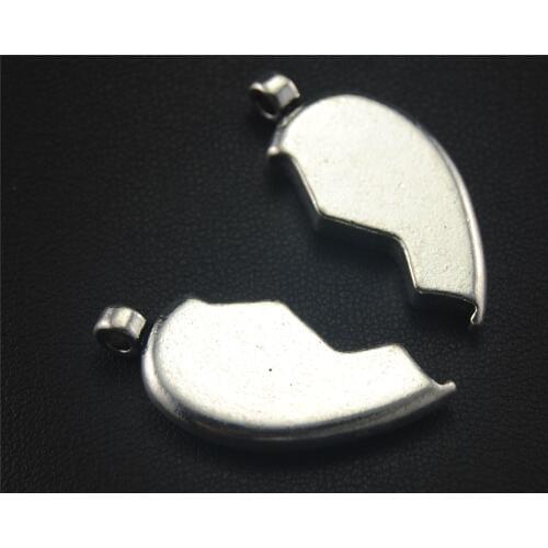 5pcs Silver Color Half of the heart Pendant DIY Necklace jewellery Findings 32x13mm A1736