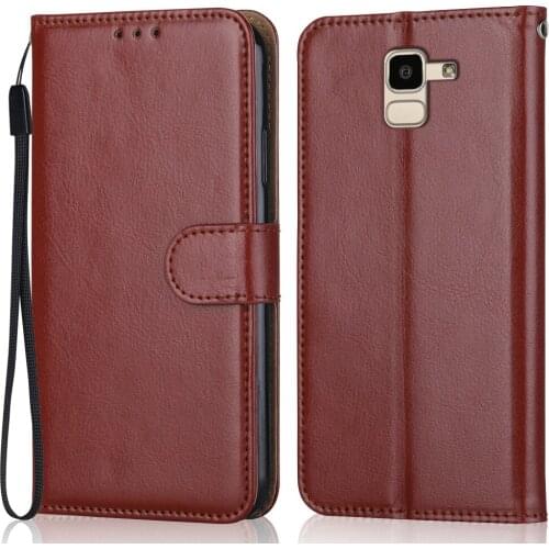 Folio Luxury Leather Case for On Samsung Galaxy On6 2018 5.6'' Wallet Stand Flip Case Phone Bag with Strap
