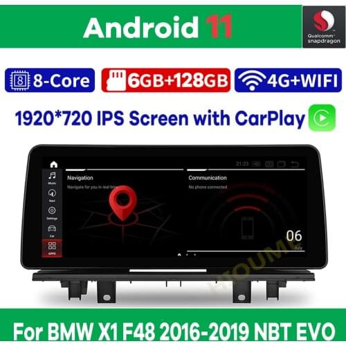 Qualcomn Snapdragon Car Multimedia Player for BMW X1 F48 2016-2017 Android 10.0 Radio GPS Navigation Head unit 1920*720P Screen