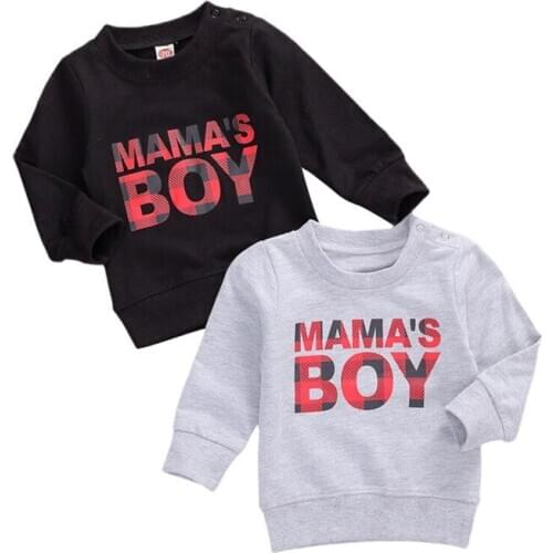 Toddler Baby Boys Long Sleeve Sweatshirts Round Neck Letter Printed Casual Pullover Shirt Tops Fall Spring Clothes