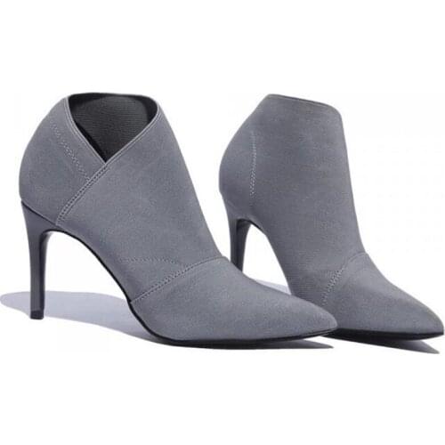 Women Thin High Heels Stiletto Pumps Bridal Wedding Shoes Flock Slip On 8.5CM Pointed Toe Sexy Party Shallow Women Shoes 2020