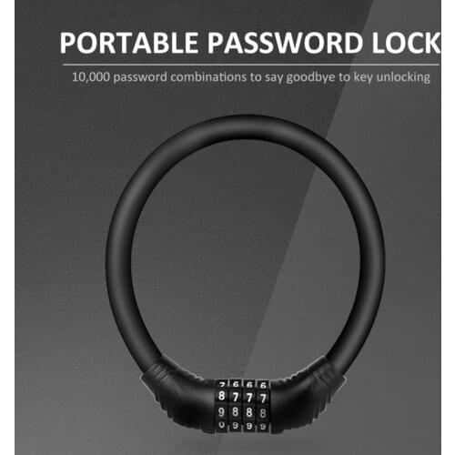 Bicycle Lock Mountain Bike 4 Digit Password Lock Anti-theft Portable Security Steel Chain Motorcycle Password Lock Universal