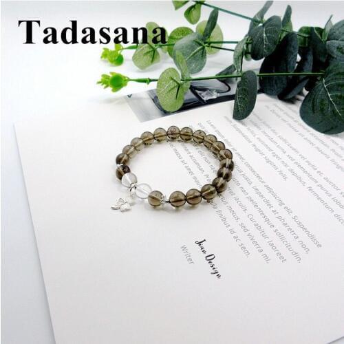 Bracelet Femme White Crystal Yoga Jewelry Healing Stone Medation Mala Beads Bracelet Charm Clover