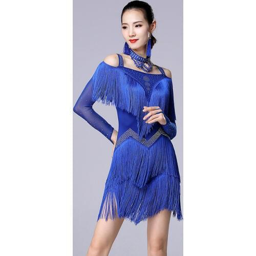 Latin Dance Dress Sexy Costumes Clothes For Salsa Wear Women Latin Dance Competition Latin Dresses Fringe Tassel 4 Colors PY018