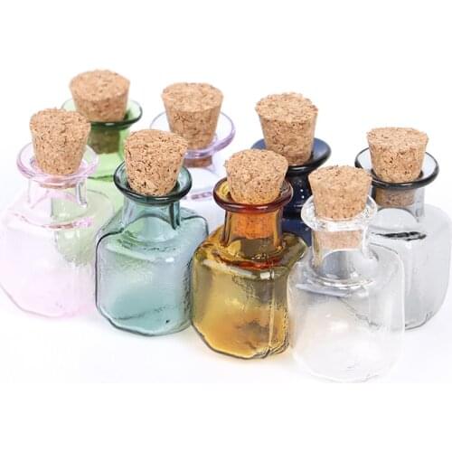 2Pcs 1:12 Dollhouse Miniature Glass Color Bottles Cork Bottles Tiny Jar Model For Dollhouse Decals New
