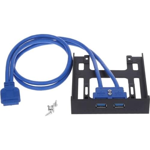 20 Pin 3.5" Floppy Bay Front Panel 2 Ports USB 3.0 Expansion Adapter Connector HX6A