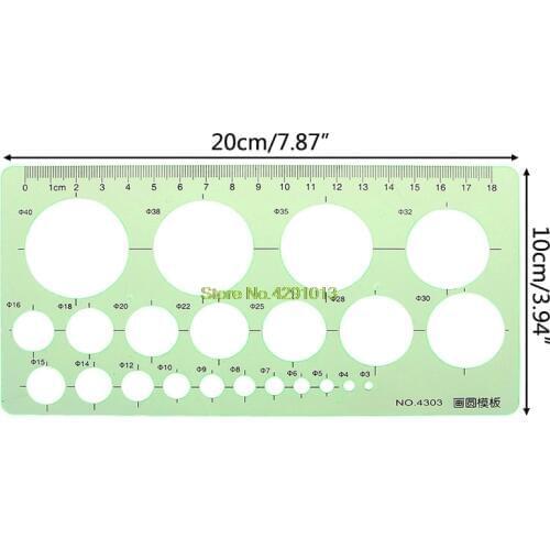 2020 New Green Plastic Circles Geometric Template Ruler Stencil Measuring Tool Students