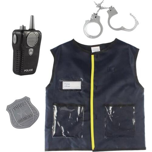 4pcs Police Role Play Set Kids Walkie Talkie, Badge, Handcuffs Games