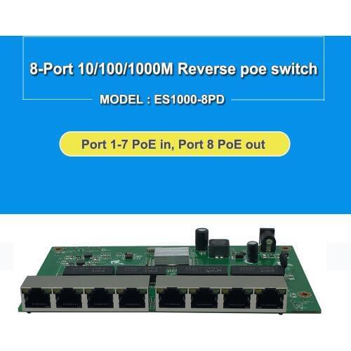 GPON EPON SOLUTION SUPPLIER 8 Port Gigabit WEB Managed Reverse PoE Switch pcb board Support VLAN IGMP