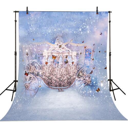 5*6.5ft Crystal Ice Blue Photography Backdrop Butterfly Background Cloth Kids Photo Background Studio Photo Props