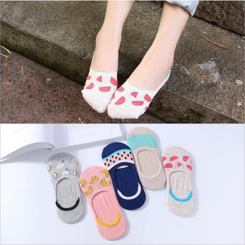 5 Pair/lot knitting cotton sock for women ankle socks cute funny cartoon animal printed Invisible boat socks girl art sock short