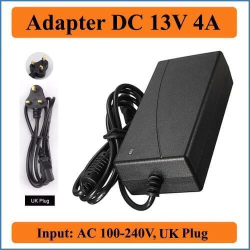 13V 4A UK Plug AC DC Adapter 5.5mm*2.1-2.5mm Universal AC100-240V Converter to DC 13V 4A Switching Power Supply Adapters Charger