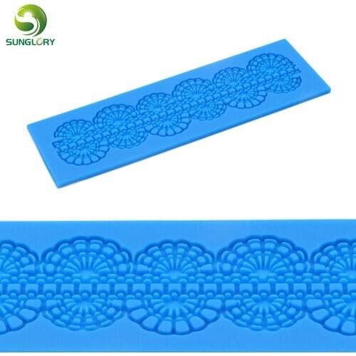 Flower Silicone Baking Mat Fondant Sugar Lace Mold Cupcake Wedding Decoration Silicone Lace Mat Fondant Border Decoration Mold