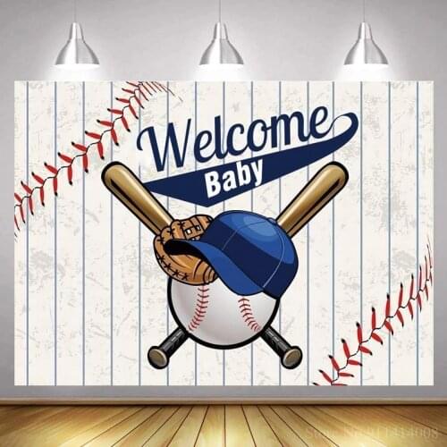 Welcome Newborn Baby Shower Photography Background Baseball Sports Theme Kids Birthday Party Wood Board Backdrops For Photo