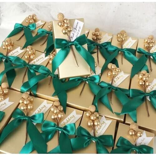 Custom candy boxes DIY gold Paper favors gift package chocolate box for wedding baby shower birthday party guests 60pcs lot