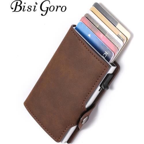 BISI GORO 2019 Unisex Card Holder Wallet Vintage Card Wallet RFID Slim Business Card Wallet Anti-theft Card Drop-shipping