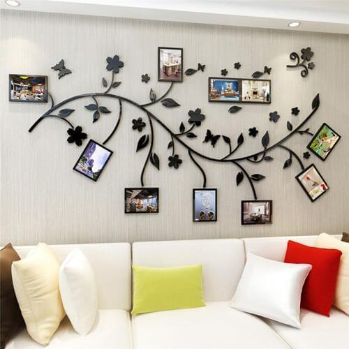 Red Green Black 3D DIY Photo Tree Branch PVC Wall Decals/Adhesive Family Wall Stickers Mural Art Home Decor Bedroom Stickers