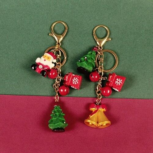 Creative Resin Christmas Keychain Women Girl Cute Bag Charms Pendant Key Ring Holder Key Chain Santa Jewelry Party Gift Llavero